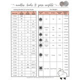 a table with knitting needles and crochet hooks, along with their corresponding yarn weights. The table provides information on the size and weight of the needles and hooks, as well as the type of yarn used. The image is a collection of images that are not described in detail, and it does not include any text or captions.