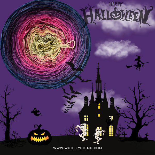 Ombreccino swirl lemon, fuchsia, thistle, purple, midnight blue + black