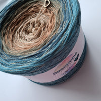 Ombreccino beige, mocha, khaki, petrol, light petrol & semi matt gold lurex