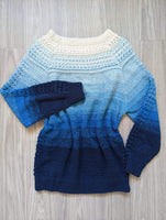 Ombreccino wool white, dragonfly, capri, seablue, midnight blue