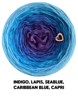 Ombreccino indygo, lapis, błękit morski, błękit karaibski, capri