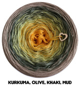 Ombreccino kurkuma, oliwka, khaki, błoto
