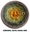 Ombreccino kurkuma, oliwka, khaki, błoto