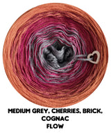 Ombreccino flow medium grey, cherries, brick, cognac