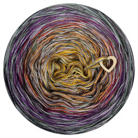 Mosaicake 6 ply stone, violet, khaki; gold, mud, cognac, lupine, medium grey; kurkuma, mocha, brick, thistle, anthracite; curry, brown, blackberry, purple, black