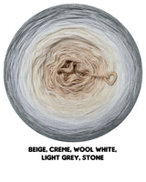 Ombreccino beige, creme, wool white, light grey, stone
