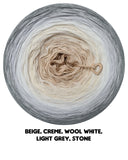 Ombreccino beige, creme, wool white, light grey, stone