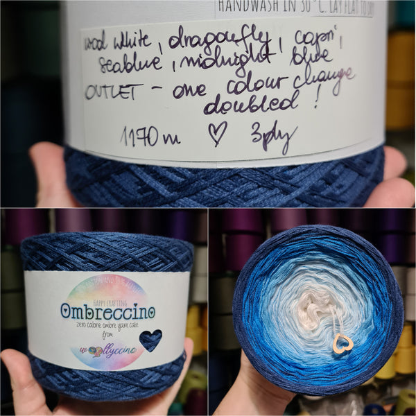 Outlet 1170m 3ply, Ombreccino, one colour change doubled