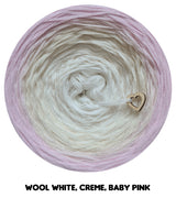 Ombreccino wełniane białe, kremowe, baby pink 