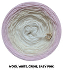 Ombreccino wełniane białe, kremowe, baby pink 