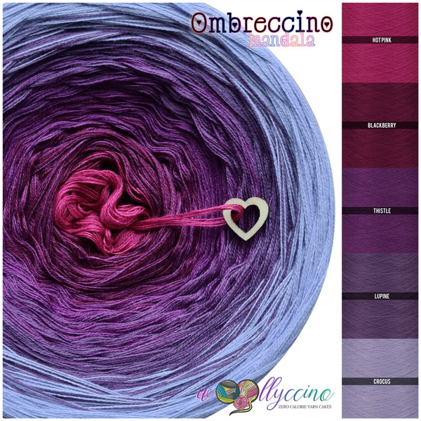 Ombreccino mandala hot pink, blackberry, thistle, lupine, crocus