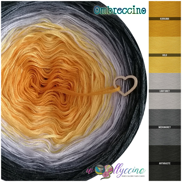 Ombreccino kurkuma, gold, light grey, medium grey, anthracite