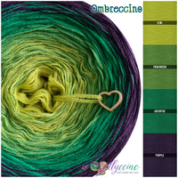 Ombreccino kiwi, frog green, absinthe, purple
