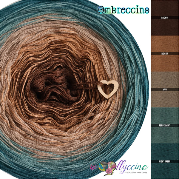 Ombreccino brown, mocha, mud, peppermint, night green