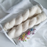 Luxurious undyed kid silk lace weight yarn, 72% kid mohair 28% silk, 420m/50g, 1/8.4 NM