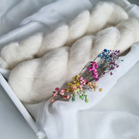 Luxurious undyed kid silk lace weight yarn, 72% kid mohair 28% silk, 420m/50g, 1/8.4 NM