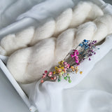 Luxurious undyed kid silk lace weight yarn, 72% kid mohair 28% silk, 420m/50g, 1/8.4 NM