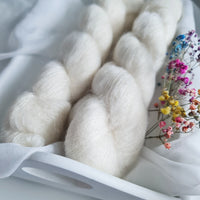 Luxurious undyed kid silk lace weight yarn, 72% kid mohair 28% silk, 420m/50g, 1/8.4 NM