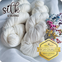 Luxurious undyed 4 ply weight, 25% mulberry silk, 75% superwash merino (extra fine), 400m/100g, 4/16 NM