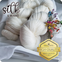 Luxurious undyed lace weight yarn, 25% mulberry silk, 75% superwash merino (extra fine), 800m/100g, 2/16 NM