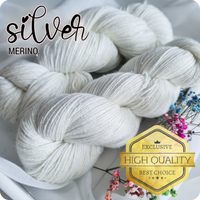 Luxurious undyed 4 ply yarn, 75% superwash merino (extra fine), 15% nylon, 10% silver stellina, 400m/100g, 4/16 NM
