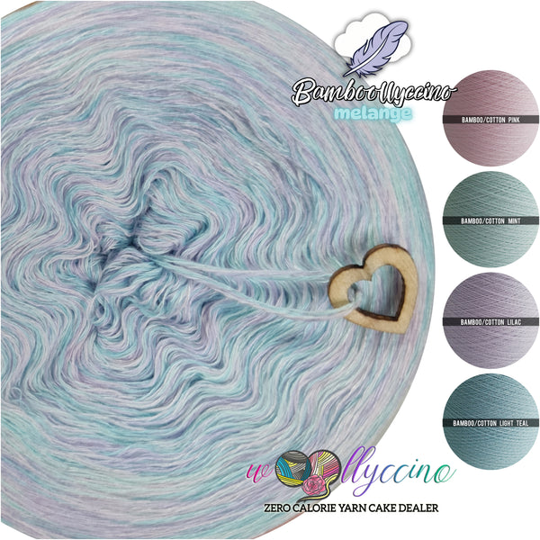 Bamboollyccino melange pink, mint, lilac, light teal 3 ply (4 threads)