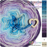 OM-032 Ombreccino mandala / seablue, caribbean blue, capri, dragonfly, crocus, lilac, lupine, purple & creme swirl (inspired by Demongelicious Cakes - Secrets, light version)