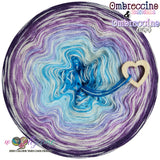 OM-032 Ombreccino mandala / seablue, caribbean blue, capri, dragonfly, crocus, lilac, lupine, purple & creme swirl (inspired by Demongelicious Cakes - Secrets, light version)