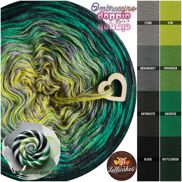 250m, 6 ply, Ombreccino doppio, Evergreen Mint Pop, Lollicakes, NON-EDIBLES