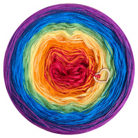 Ombreccino red, orange, lemon, frog green, seablue, midnight blue, thistle