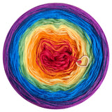 Ombreccino red, orange, lemon, frog green, seablue, midnight blue, thistle