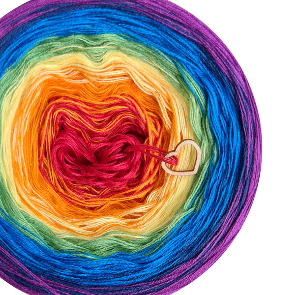 Ombreccino red, orange, lemon, frog green, seablue, midnight blue, thistle