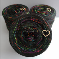 500m of 3 ply black & 1 ply polyester colourful neon thread