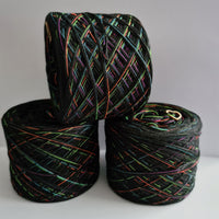 500m of 3 ply black & 1 ply polyester colourful neon thread
