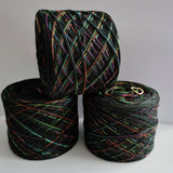 500m of 3 ply black & 1 ply polyester colourful neon thread