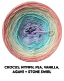 Ombreccino swirl crocus, nymph, pea, vanilla,
agave + stone