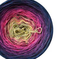 Ombreccino swirl lemon, fuchsia, thistle, purple, midnight blue + black