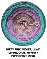 Ombreccino swirl dirty pink, violet, lilac, lupine, opal, nymph + peppermint