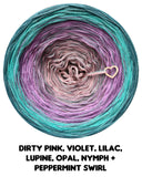 Ombreccino swirl dirty pink, violet, lilac, lupine, opal, nymph + peppermint