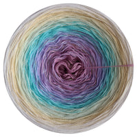 Ombreccino amethyst, crocus, nymph, pea, vanilla, wool white & semi matt gold lurex