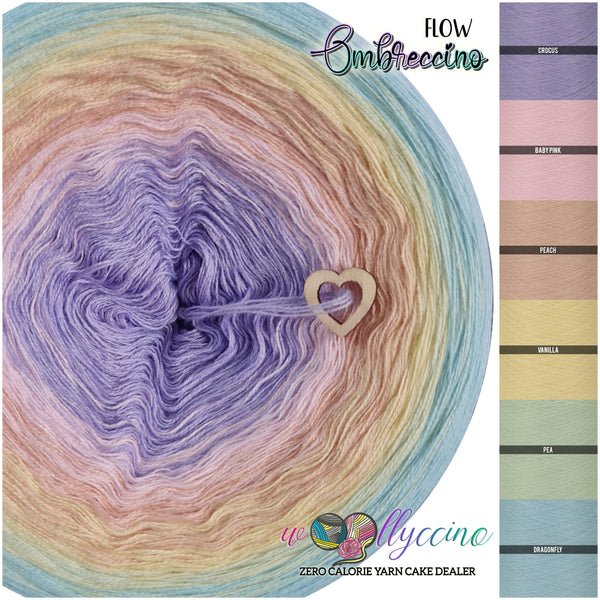 Ombreccino flow crocus, baby pink, peach, vanilla, pea, dragonfly