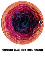 Ombreccino midnight blue, hot pink, mango