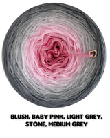Róż Ombreccino w kolorze baby pink, jasnoszarym, kamiennym, średnioszarym