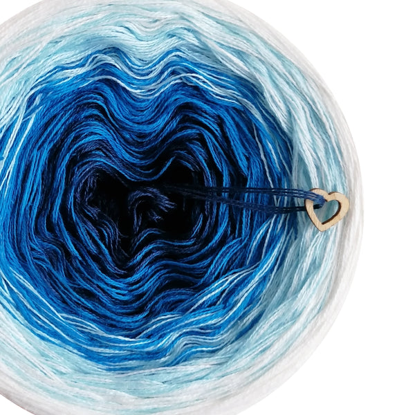 Ombreccino midnight blue, seablue, dragonfly, wool white