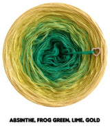 Ombreccino abs!nthe, frog green, lime, gold