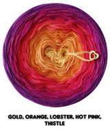 Ombreccino gold, orange, lobster, hot pink, thistle