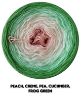 Ombreccino peach, creme, pea, cucumber, frog green
