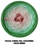 Ombreccino peach, creme, pea, cucumber, frog green