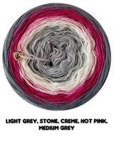Ombreccino light grey, stone, creme, hot pink, medium grey