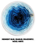 Ombreccino midnight blue, seablue, dragonfly, wool white